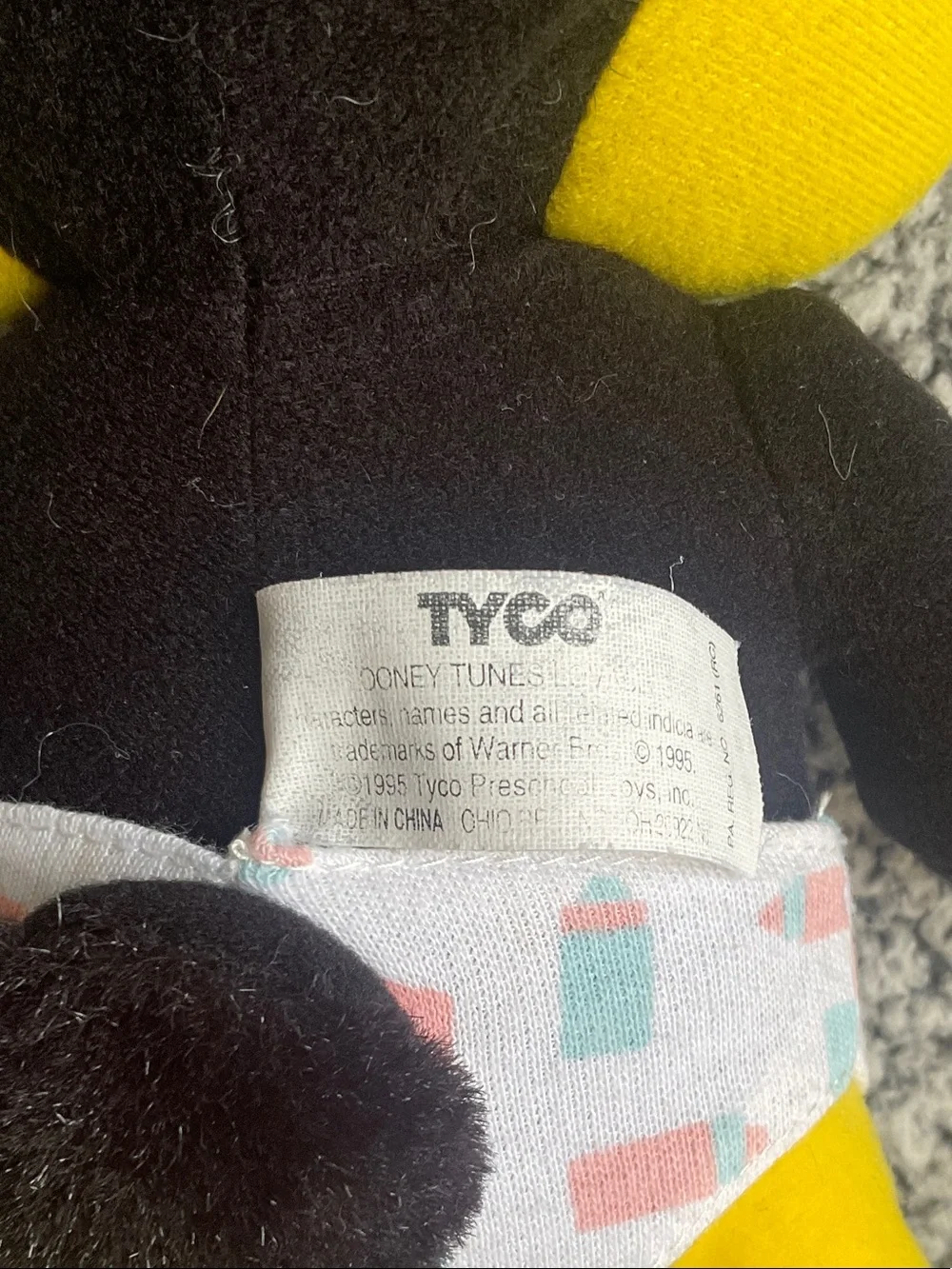 Plush Baby Duck Toy - Black & Bright Yellow